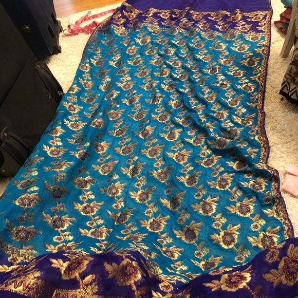 Dresses & Skirts - Jacquard Blue And Purple Salwar Kameez